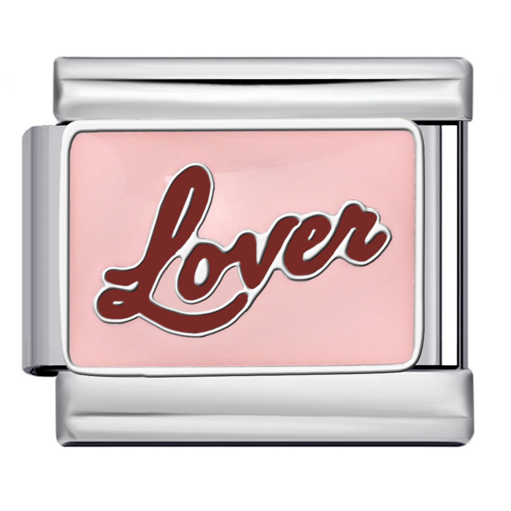 Pink Italian Modular Bracelet Titanium Steel Welding Gold Plated DIY Cartoon Free Connect Bracelet Pink Italian Modular Bracelet Titanium Steel Welding Gold Plated DIY Cartoon Free Connect Bracelet