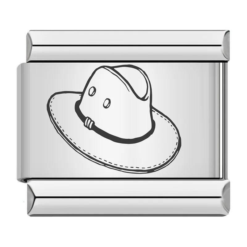 New Hat Backpack Pattern Italian Module Bracelet Titanium Steel Laser Carving DIY Strap Chain Wholesale New Hat Backpack Pattern Italian Module Bracelet Titanium Steel Laser Carving DIY Strap Chain Wholesale