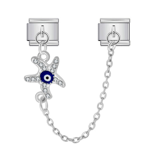 New Gold and Silver Devil's Eye Hook Chain Bracelet Stainless Steel DIY Elastic Italian Module Bracelet