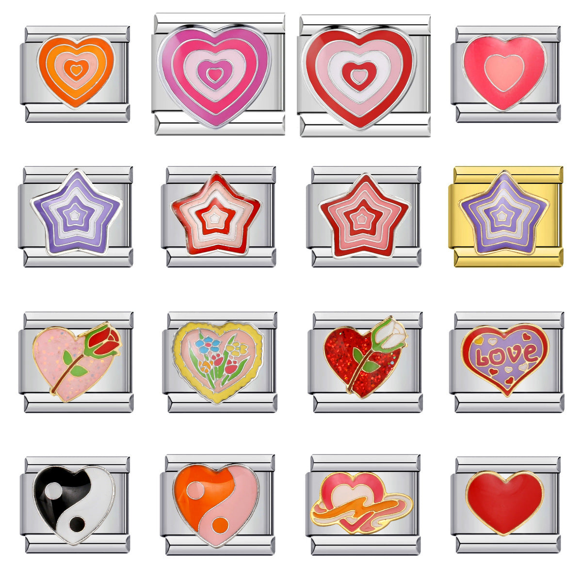 New Love Element Italian Module Bracelet Titanium Steel Gold Plated Drip Oil DIY Welding Pattern Bracelet Accessories New Love Element Italian Module Bracelet Titanium Steel Gold Plated Drip Oil DIY Welding Pattern Bracelet Accessories