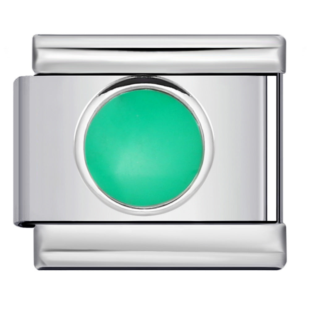 New Titanium Steel Pentagram Eye Italian Module Bracelet Stamped Pattern Drip Oil DIY Elastic Strap Chain New Titanium Steel Pentagram Eye Italian Module Bracelet Stamped Pattern Drip Oil DIY Elastic Strap Chain