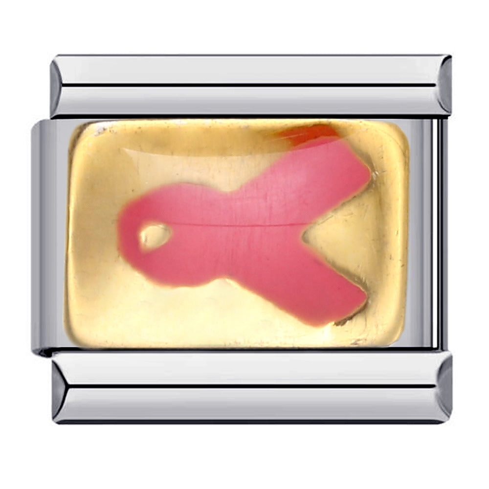 Fresh Titanium Steel Gold Plated Drip Oil Cartoon DIY Italian Module Bracelet Stainless Steel Welded Pattern Strap Chain Fresh Titanium Steel Gold Plated Drip Oil Cartoon DIY Italian Module Bracelet Stainless Steel Welded Pattern Strap Chain