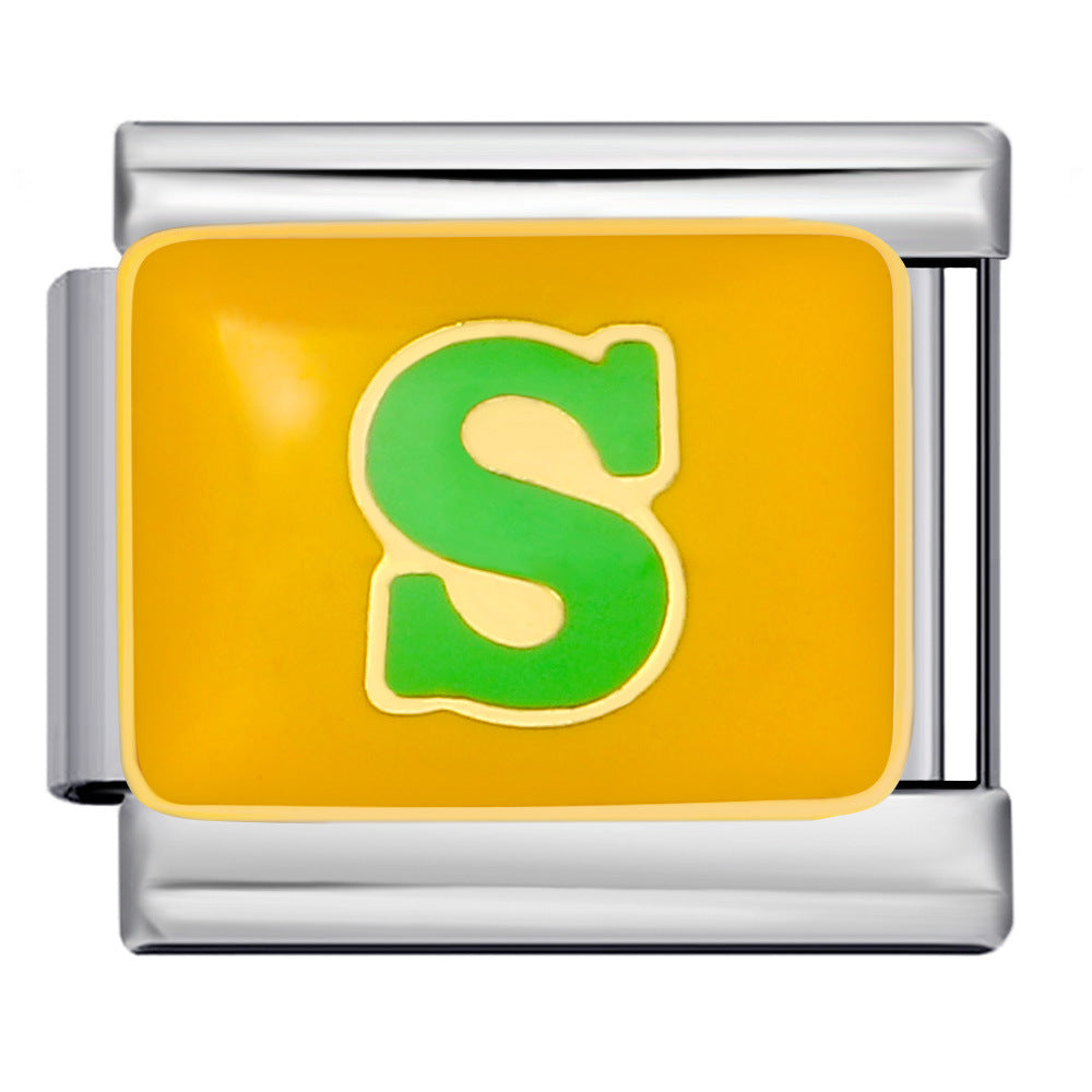 New Color Drip Oil Letter Italian Module Bracelet Titanium Steel Welding DIY Elastic Splicing Fashion Bracelet New Color Drip Oil Letter Italian Module Bracelet Titanium Steel Welding DIY Elastic Splicing Fashion Bracelet