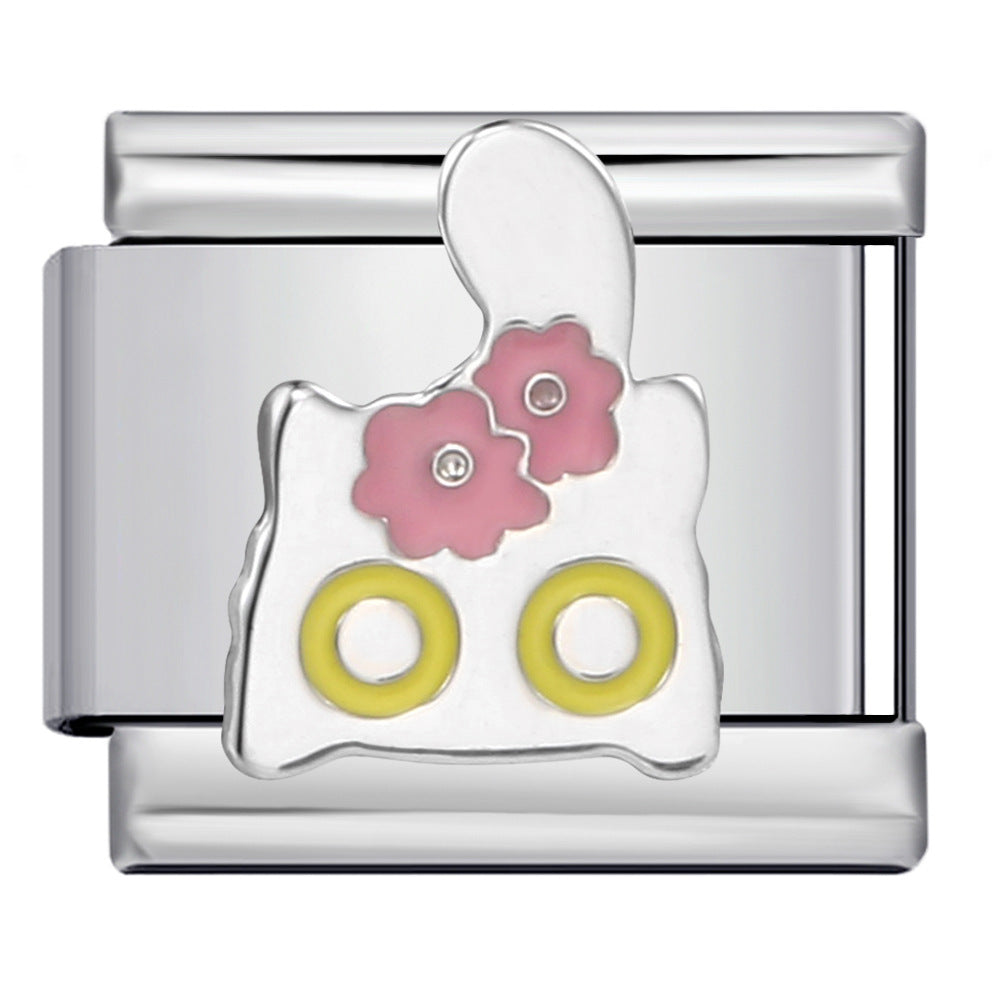 Pet Crowd Elements Italian Module Bracelet Welding Pattern Drip Oil DIY Elastic Splicing Stainless Steel Bracelet Pet Crowd Elements Italian Module Bracelet Welding Pattern Drip Oil DIY Elastic Splicing Stainless Steel Bracelet