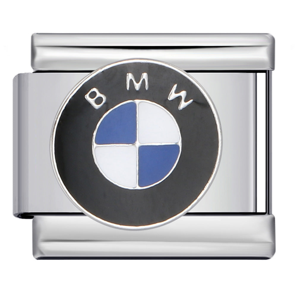 Italian Module Bracelet Automotive Logo Series Titanium Steel Welding Drip Oil DIY Elastic Splicing Table Italian Module Bracelet Automotive Logo Series Titanium Steel Welding Drip Oil DIY Elastic Splicing Table