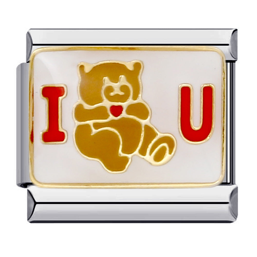 New Cute Animal Italian Modular Bracelet Titanium Steel Welding Oil Drip Cartoon DIY Fashion Wristband New Cute Animal Italian Modular Bracelet Titanium Steel Welding Oil Drip Cartoon DIY Fashion Wristband