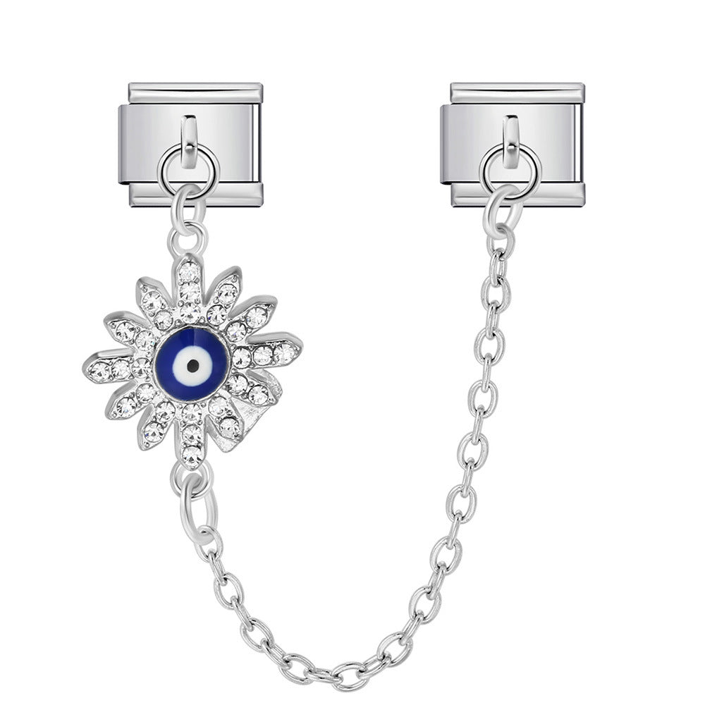 New Gold and Silver Devil's Eye Hook Chain Bracelet Stainless Steel DIY Elastic Italian Module Bracelet New Gold and Silver Devil's Eye Hook Chain Bracelet Stainless Steel DIY Elastic Italian Module Bracelet