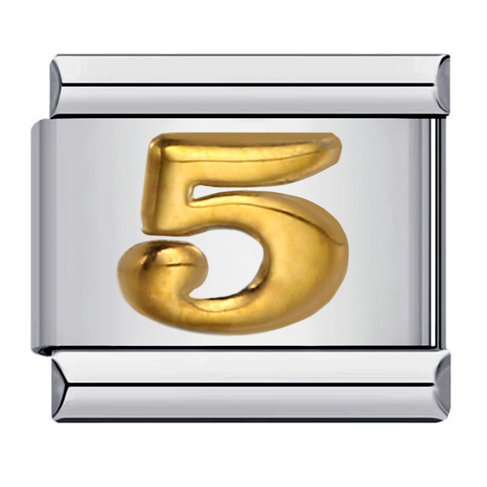 New titanium steel concave convex Arabic numerals DIY Italian module bracelet Italian Module New titanium steel concave convex Arabic numerals DIY Italian module bracelet Italian Module