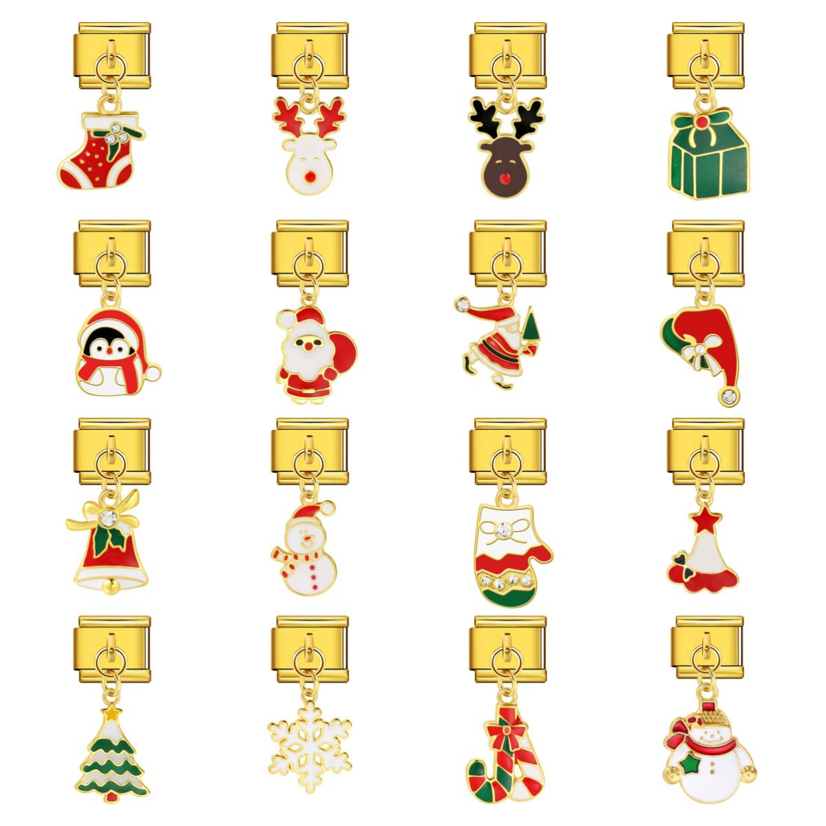 Single Hook Christmas Style Italian Module Bracelet with Gold Sole and Elastic Splicing DIY Titanium Steel Strap Chain Single Hook Christmas Style Italian Module Bracelet with Gold Sole and Elastic Splicing DIY Titanium Steel Strap Chain