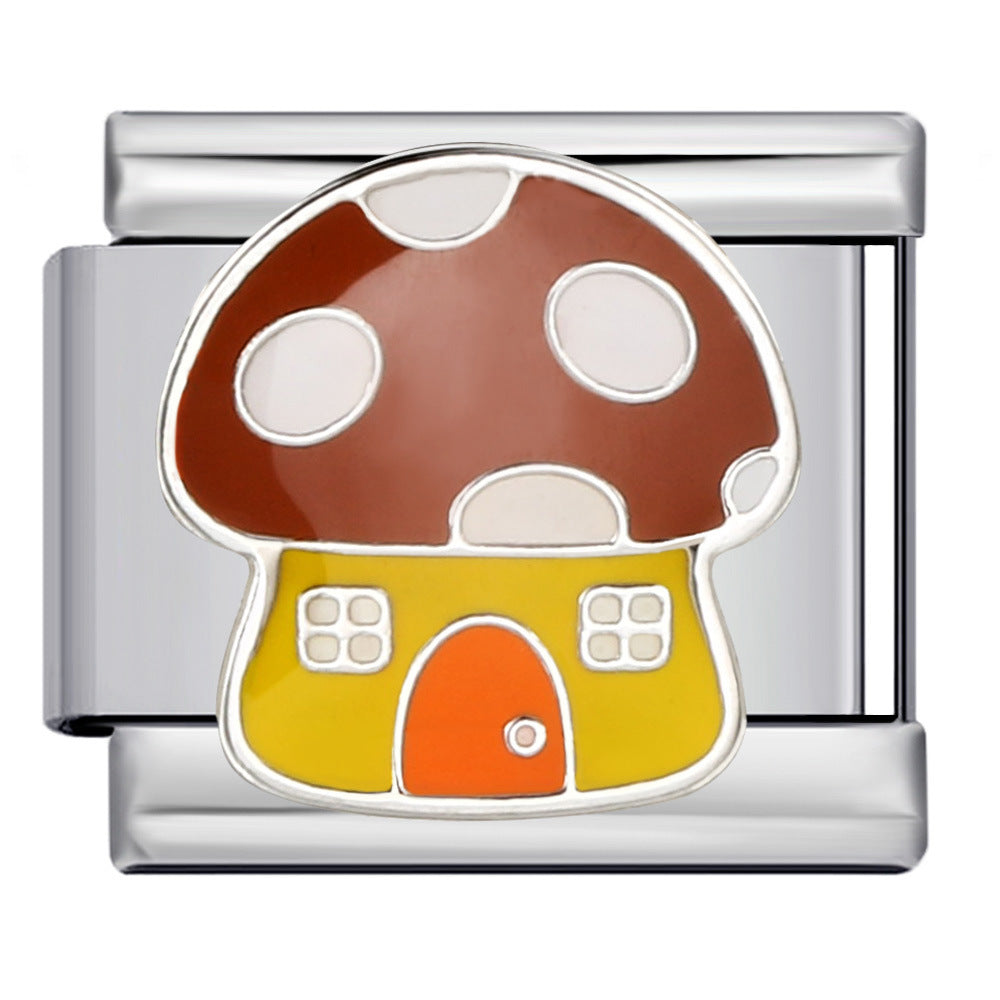 Gourmet Series Italian Module Bracelet Titanium Steel Welding Drip Oil Cartoon Pattern DIY Elastic Splicing Bracelet Gourmet Series Italian Module Bracelet Titanium Steel Welding Drip Oil Cartoon Pattern DIY Elastic Splicing Bracelet