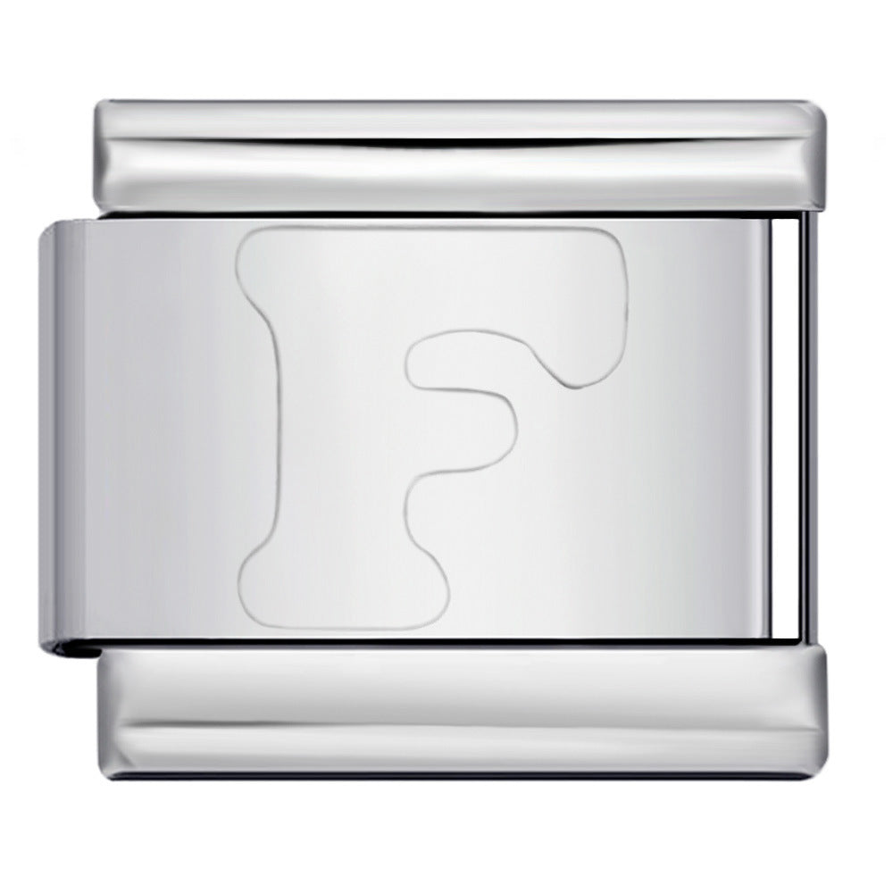 New Non Dripping Oil Series Bracelet Titanium Steel Concave 26 English Letter DIY Italian Module Bracelet Accessories New Non Dripping Oil Series Bracelet Titanium Steel Concave 26 English Letter DIY Italian Module Bracelet Accessories