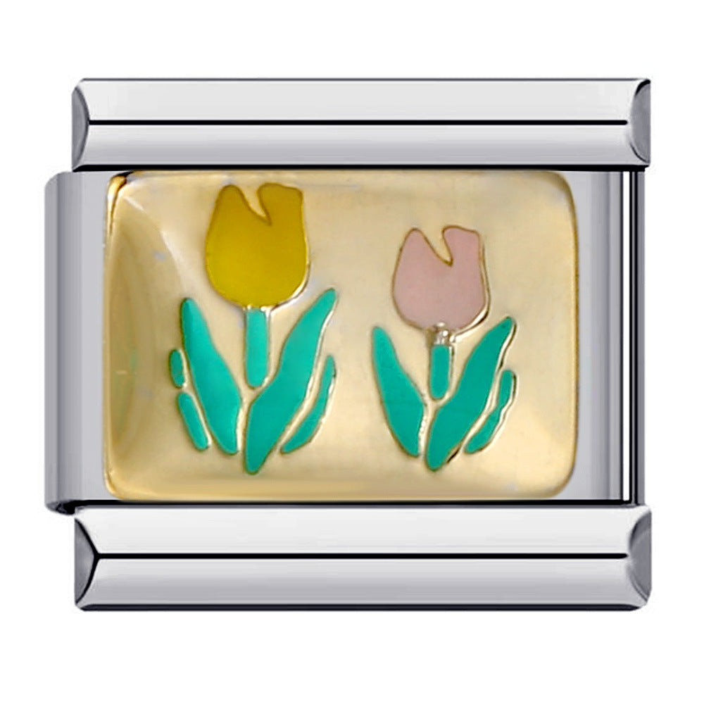 Italian Modular Bracelet Handmade Titanium Steel Welded Drip Oil Fashion DIY Jewelry Italian Modular Bracelet Handmade Titanium Steel Welded Drip Oil Fashion DIY Jewelry