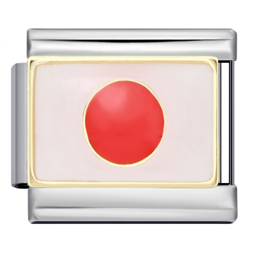 Flag, National Flag, Italian Module, Bracelet, Stainless Steel, Gold-plated, Oil Dripping, Welding Pattern, DIY Bracelet Wholesale Flag, National Flag, Italian Module, Bracelet, Stainless Steel, Gold-plated, Oil Dripping, Welding Pattern, DIY Bracelet Wholesale