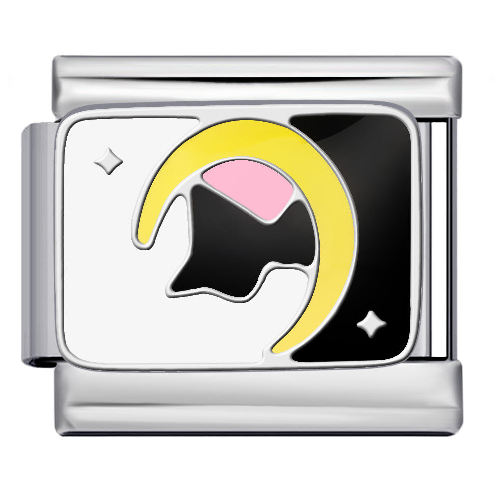 Cross Border Hot Selling Italian Module Bracelet Titanium Steel Drip Oil Welding Pattern DIY Watch Strap Chain Bracelet Wholesale Cross Border Hot Selling Italian Module Bracelet Titanium Steel Drip Oil Welding Pattern DIY Watch Strap Chain Bracelet Wholesale