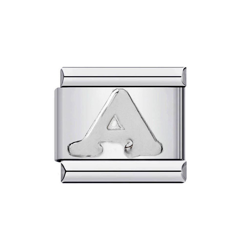 New Titanium Steel Gold Plated DIY Italian Charm Bracelet with Alphabet Letters Customizable Fashion Jewelry New Titanium Steel Gold Plated DIY Italian Charm Bracelet with Alphabet Letters Customizable Fashion Jewelry