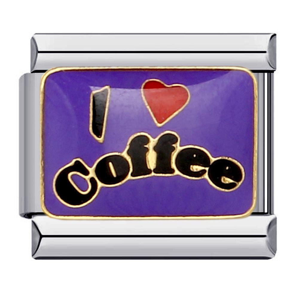 New Stainless Steel Welded Drip Oil Mysterious Purple DIY Italian Modular Bracelet Italian Charm New Stainless Steel Welded Drip Oil Mysterious Purple DIY Italian Modular Bracelet Italian Charm