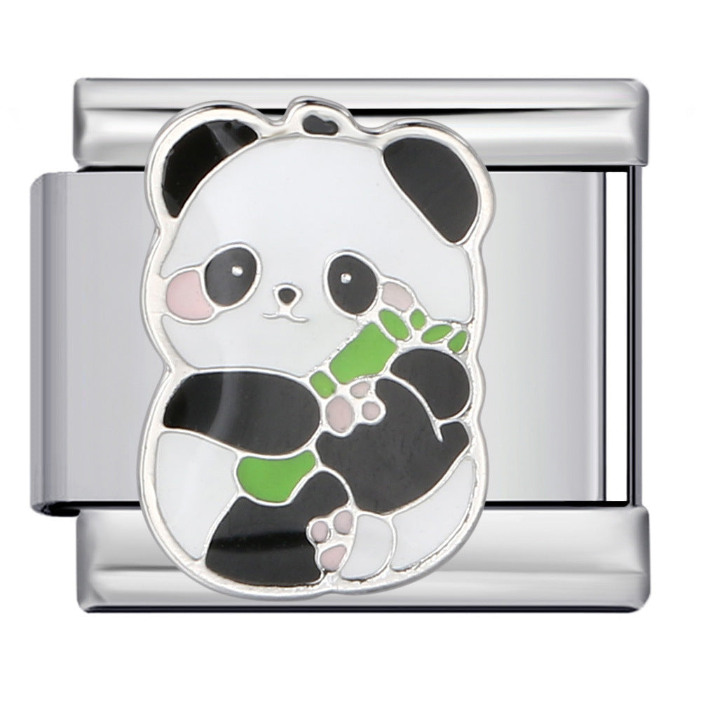 Cute Panda Chinese Style Series Bracelet Stainless Steel Gold Plated Welding DIY Italian Module Bracelet Strap Chain Cute Panda Chinese Style Series Bracelet Stainless Steel Gold Plated Welding DIY Italian Module Bracelet Strap Chain