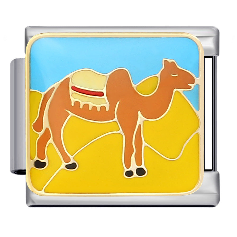 New Arab Culture Italian Module Bracelet Stainless Steel Welding Drip Oil DIY Elastic Bracelet New Arab Culture Italian Module Bracelet Stainless Steel Welding Drip Oil DIY Elastic Bracelet