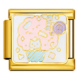 Italian Module Bracelet DIY Titanium Steel All Gold Welding Drip Oil Pattern Elastic Splicing Bracelet Accessory Italian Module Bracelet DIY Titanium Steel All Gold Welding Drip Oil Pattern Elastic Splicing Bracelet Accessory