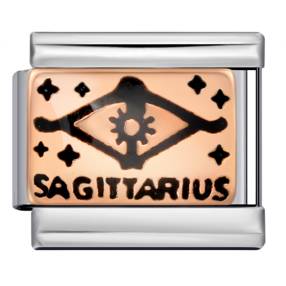 12 Zodiac Sign Italian Modular Bracelet Stainless Steel Gold Plated Enamel DIY Charm Bracelet Jewelry 12 Zodiac Sign Italian Modular Bracelet Stainless Steel Gold Plated Enamel DIY Charm Bracelet Jewelry