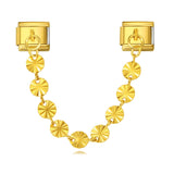 New Gold and Silver Bottom Double Hanging Pendant Italian Module Bracelet Stainless Steel Hook DIY Elastic Strap Chain New Gold and Silver Bottom Double Hanging Pendant Italian Module Bracelet Stainless Steel Hook DIY Elastic Strap Chain