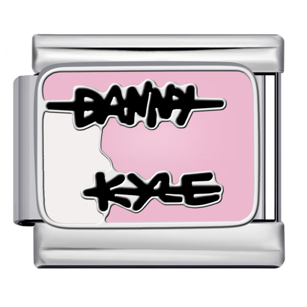 European and American Popular Fashion DIY Elastic Strap Chain Titanium Steel Welded Drip Oil Pattern Italian Module Bracelet European and American Popular Fashion DIY Elastic Strap Chain Titanium Steel Welded Drip Oil Pattern Italian Module Bracelet