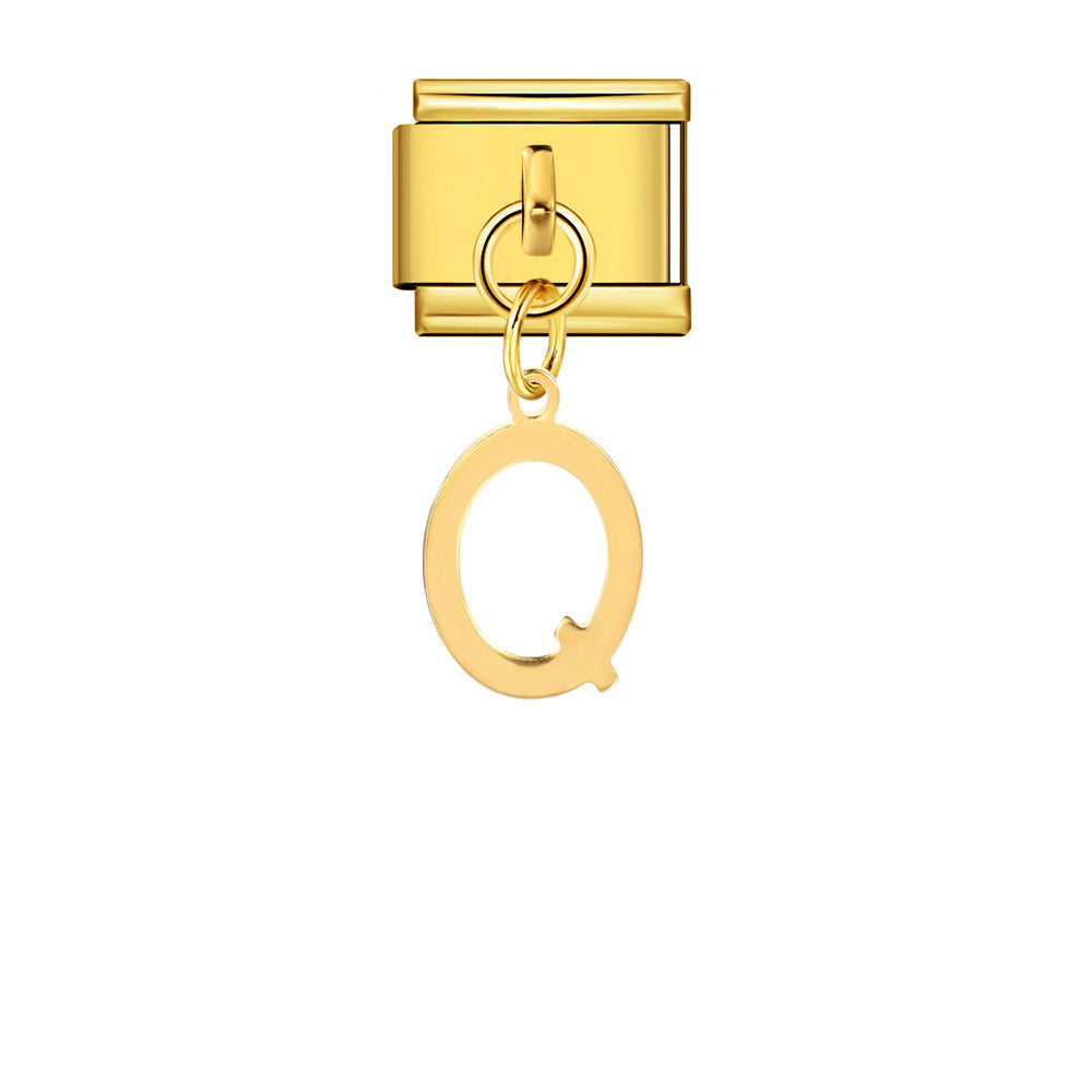 Gold Simplified Letter Italian Module Bracelet Stainless Steel Handmade Hook DIY Splicing Assembly Bracelet Gold Simplified Letter Italian Module Bracelet Stainless Steel Handmade Hook DIY Splicing Assembly Bracelet