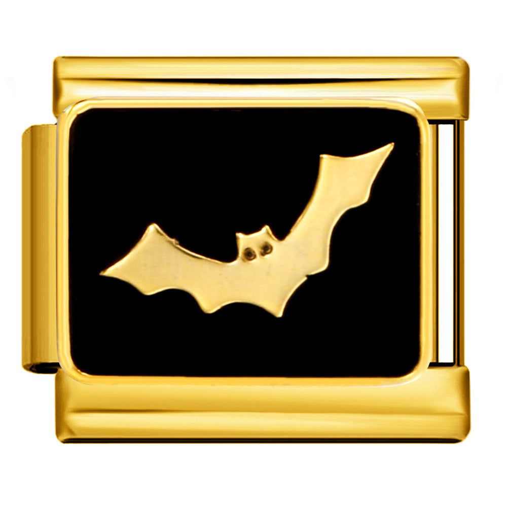 Italian Module Bracelet DIY Titanium Steel All Gold Welding Drip Oil Pattern Elastic Splicing Bracelet Accessory Italian Module Bracelet DIY Titanium Steel All Gold Welding Drip Oil Pattern Elastic Splicing Bracelet Accessory