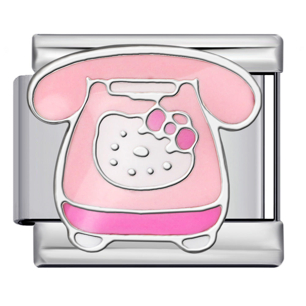 Cute Cartoon Cat Titanium Steel Welded Drip Bracelet DIY Italian Modular Charm Friendship Gift for Besties Cute Cartoon Cat Titanium Steel Welded Drip Bracelet DIY Italian Modular Charm Friendship Gift for Besties