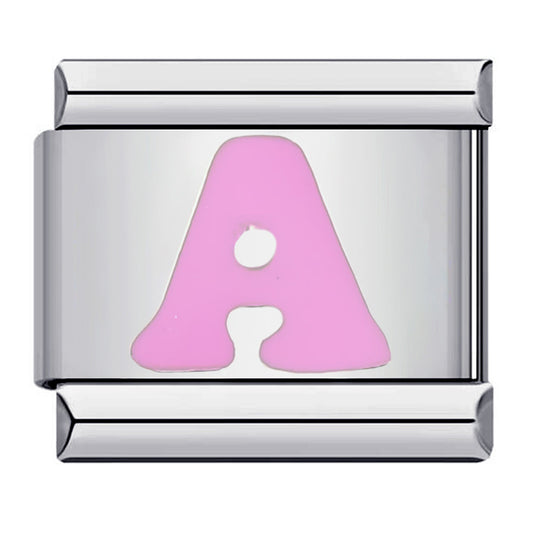 New Titanium Steel Pink English Letter DIY Italian Module Bracelet Italian Charm Bracelet