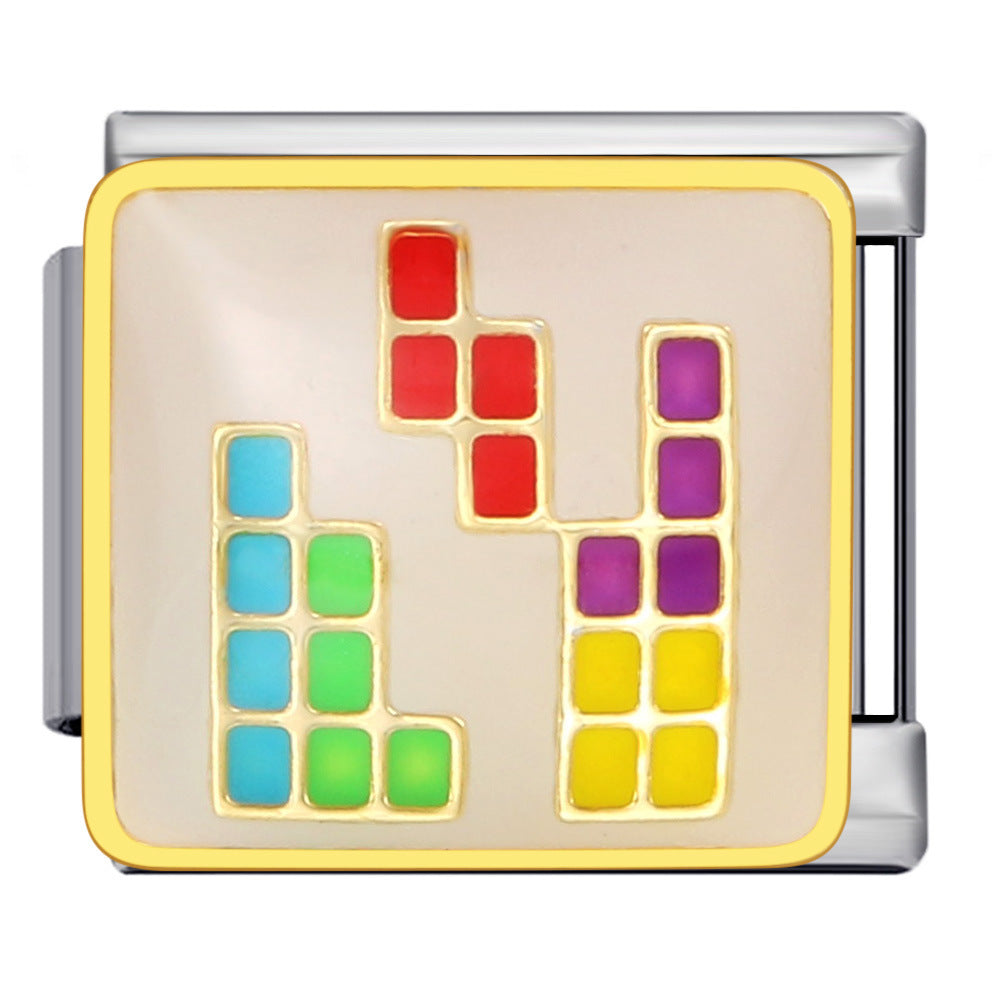 Colorful Childhood Toys Italian Module Bracelet Titanium Steel Welding Drip Oil Pattern DIY Bracelet Gift for Girls Colorful Childhood Toys Italian Module Bracelet Titanium Steel Welding Drip Oil Pattern DIY Bracelet Gift for Girls