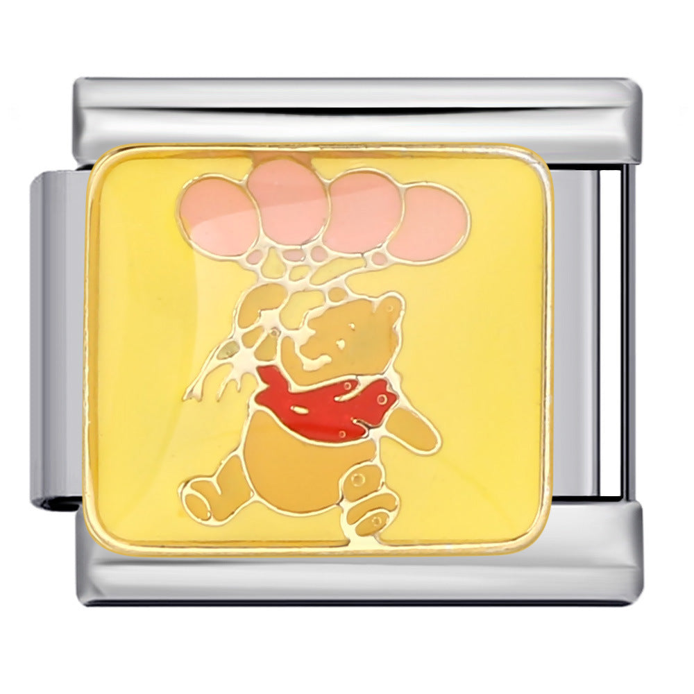 European and American Anime Italian Module Bracelet Stainless Steel Welding Gold Plating Drip Oil Cartoon DIY Elastic Splicing Bracelet European and American Anime Italian Module Bracelet Stainless Steel Welding Gold Plating Drip Oil Cartoon DIY Elastic Splicing Bracelet