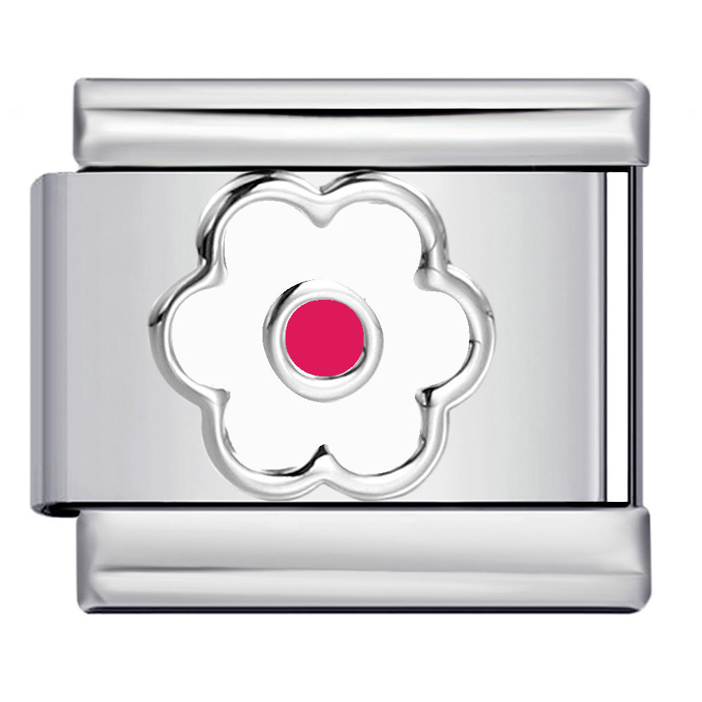 Color Drip Oil Petal Stamping Series DIY Italian Module Bracelet Titanium Steel Gold Plated Elastic Splicing Bracelet Color Drip Oil Petal Stamping Series DIY Italian Module Bracelet Titanium Steel Gold Plated Elastic Splicing Bracelet