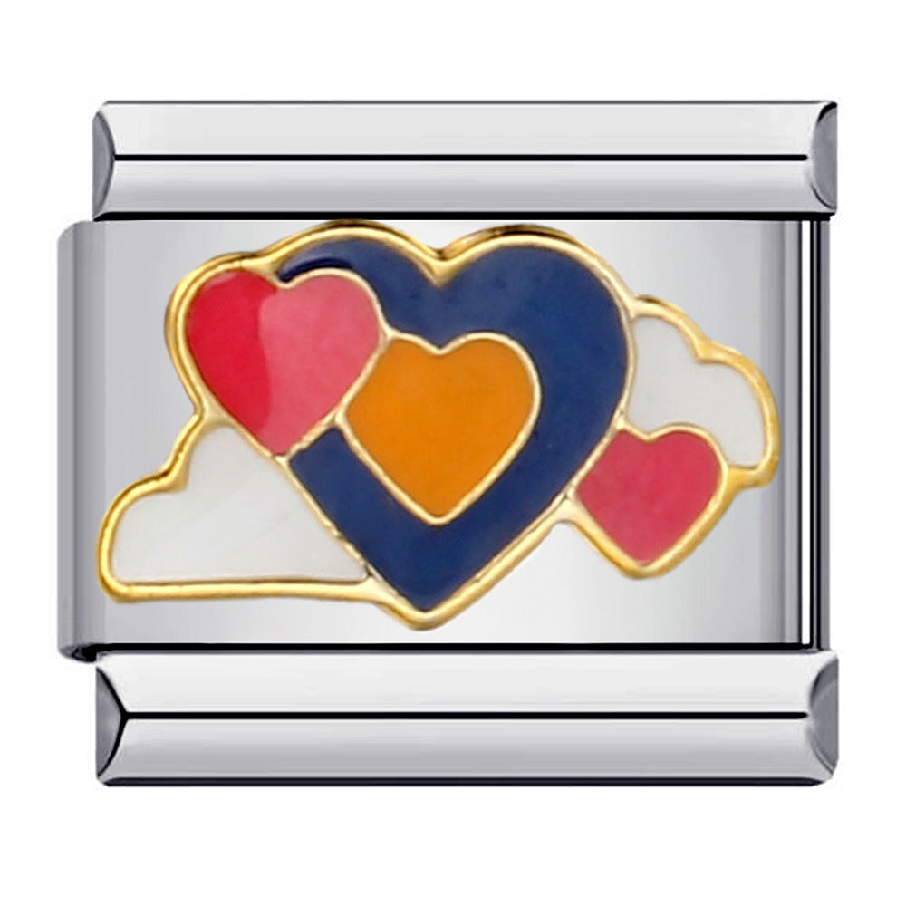 New Titanium Steel Welding Drip Oil Cartoon DIY Italian Module Bracelet Italian Charm Bracelet New Titanium Steel Welding Drip Oil Cartoon DIY Italian Module Bracelet Italian Charm Bracelet