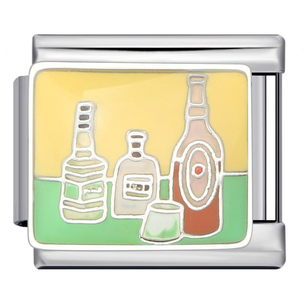 Delicious Food Italian Module Bracelet New Titanium Steel Welding Drip Oil Cartoon DIY Splicing Bracelet Delicious Food Italian Module Bracelet New Titanium Steel Welding Drip Oil Cartoon DIY Splicing Bracelet