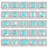 New Titanium Steel Sky Blue English Letter Series DIY Elastic Bracelet Accessories Italian Module Bracelet Alphebat New Titanium Steel Sky Blue English Letter Series DIY Elastic Bracelet Accessories Italian Module Bracelet Alphebat