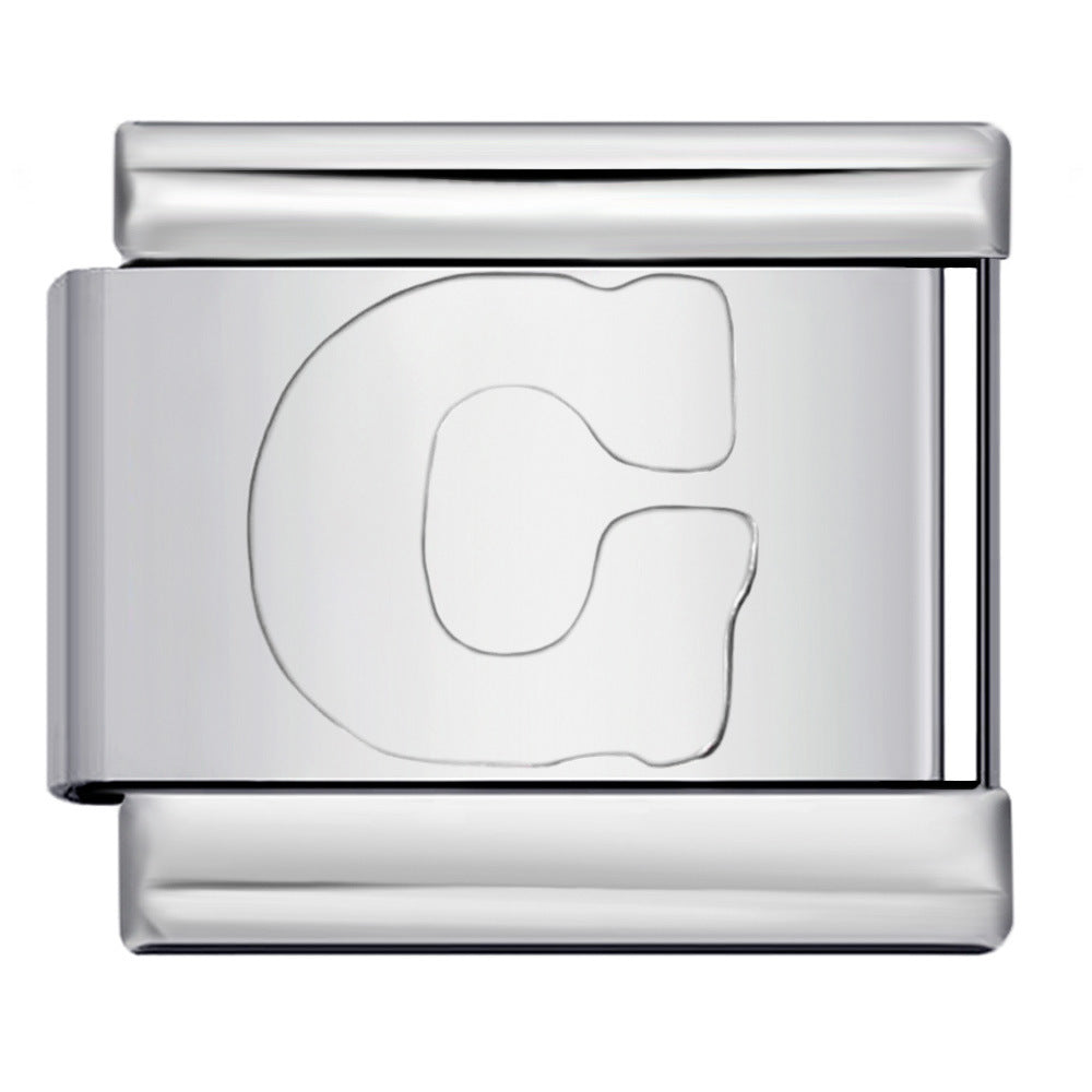 New Non Dripping Oil Series Bracelet Titanium Steel Concave 26 English Letter DIY Italian Module Bracelet Accessories New Non Dripping Oil Series Bracelet Titanium Steel Concave 26 English Letter DIY Italian Module Bracelet Accessories