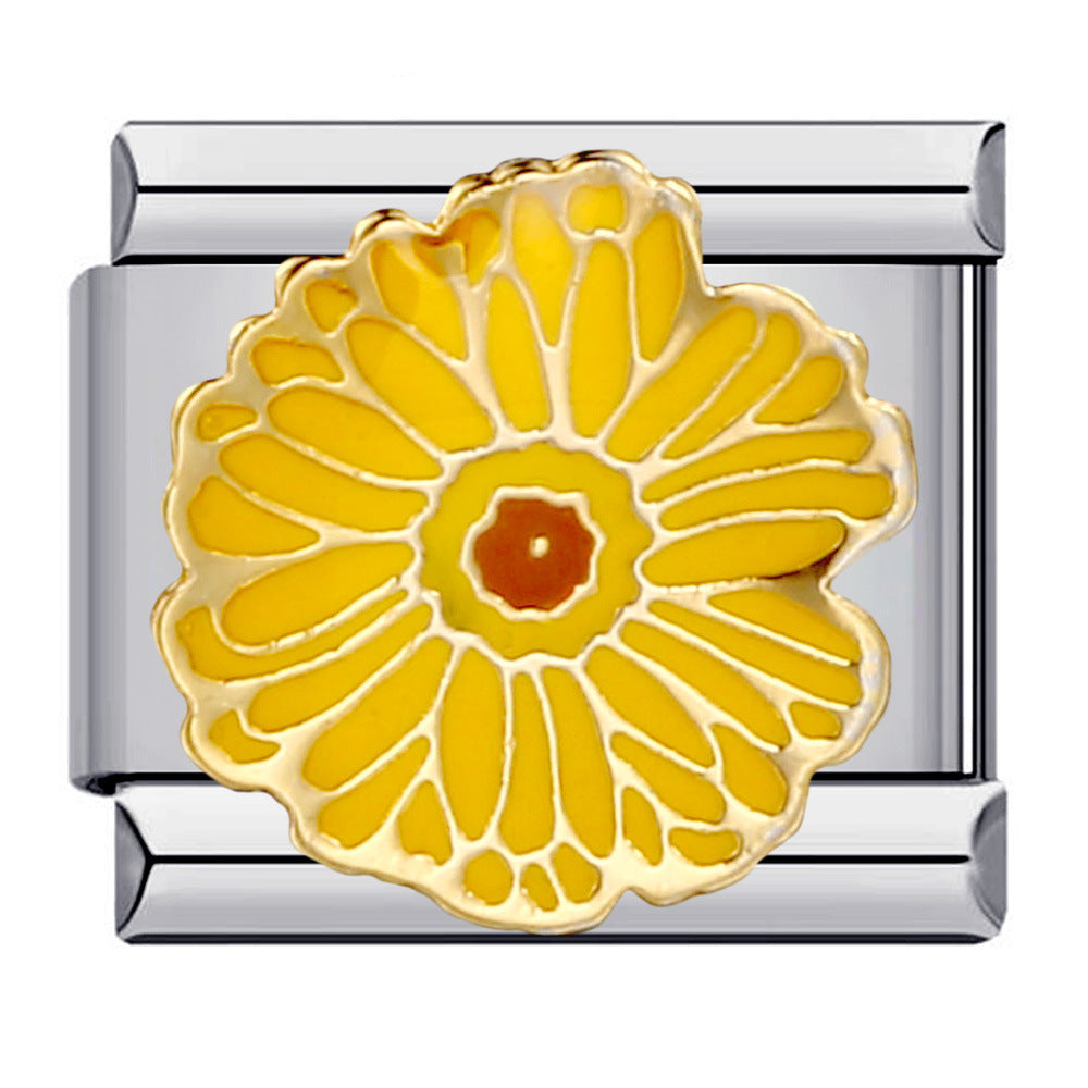 New Flower Series Titanium Steel Bracelet Welding Pattern Drip Oil DIY Italian Module Bracelet Strap Chain Wholesale New Flower Series Titanium Steel Bracelet Welding Pattern Drip Oil DIY Italian Module Bracelet Strap Chain Wholesale