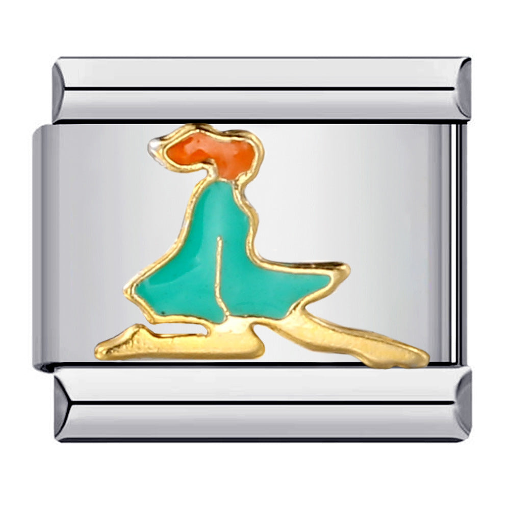 Sports Series DIY Stainless Steel Italian Module Bracelet Welding Pattern Personalized Elastic Splicing Bracelet Sports Series DIY Stainless Steel Italian Module Bracelet Welding Pattern Personalized Elastic Splicing Bracelet