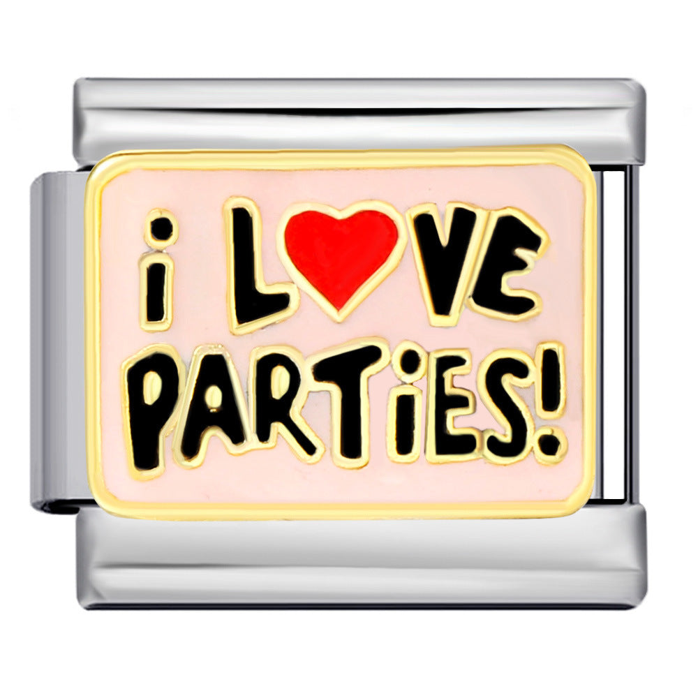 New Italian Module Bracelet Stainless Steel Welding Drip Oil Personalized English DIY Bracelet Accessories Wholesale New Italian Module Bracelet Stainless Steel Welding Drip Oil Personalized English DIY Bracelet Accessories Wholesale