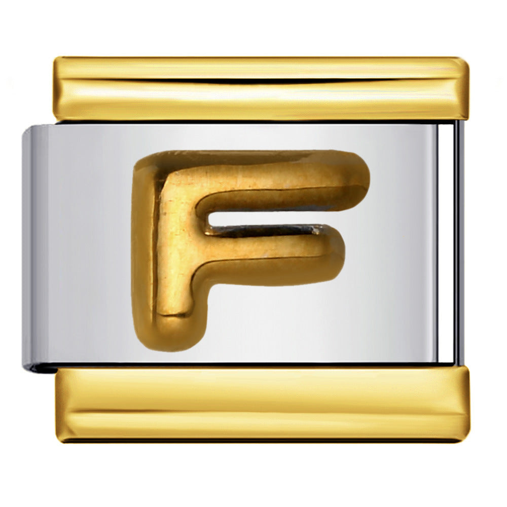 Gold Package Silver Convex Letter Italian Module Bracelet Stainless Steel DIY Elastic Splicing Strap Chain Wholesale Gold Package Silver Convex Letter Italian Module Bracelet Stainless Steel DIY Elastic Splicing Strap Chain Wholesale