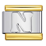 Fashion Gold Cover Silver Concave English Letter Bracelet Titanium Steel Non Dripping Oil DIY Italian Module Bracelet Wholesale Fashion Gold Cover Silver Concave English Letter Bracelet Titanium Steel Non Dripping Oil DIY Italian Module Bracelet Wholesale