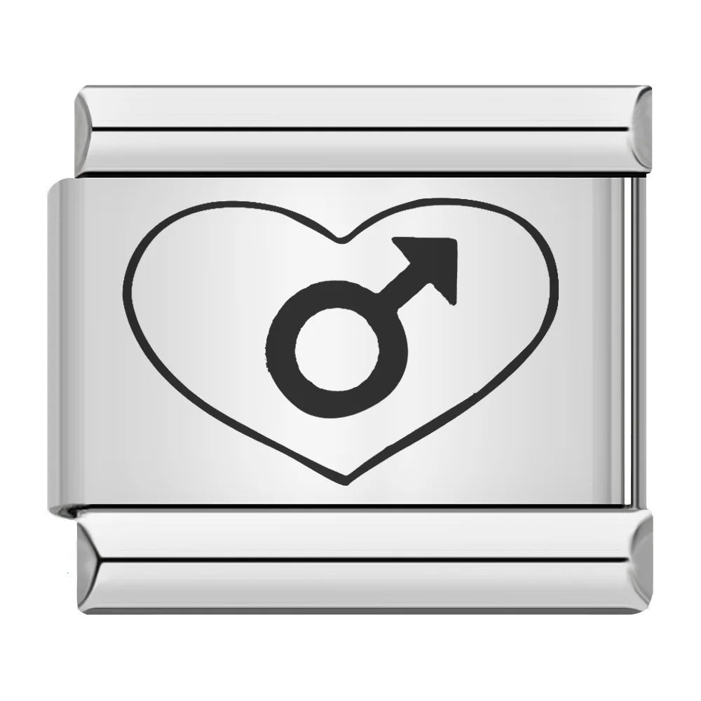 Cross Border Hot Selling Laser Engraving Heart-shaped Series Titanium Steel Handmade DIY Italian Module Bracelet Wholesale Cross Border Hot Selling Laser Engraving Heart-shaped Series Titanium Steel Handmade DIY Italian Module Bracelet Wholesale