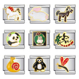 Stainless Steel Welding Drip Oil Animal Pattern DIY Italian Module Bracelet Free Splicing Elastic Accessories Wholesale Stainless Steel Welding Drip Oil Animal Pattern DIY Italian Module Bracelet Free Splicing Elastic Accessories Wholesale