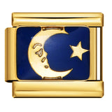 Gold Bottom Star Moon Blue Italian Module Bracelet DIY Jewelry Creative Accessories Detachable Titanium Steel Strap Chain Gold Bottom Star Moon Blue Italian Module Bracelet DIY Jewelry Creative Accessories Detachable Titanium Steel Strap Chain