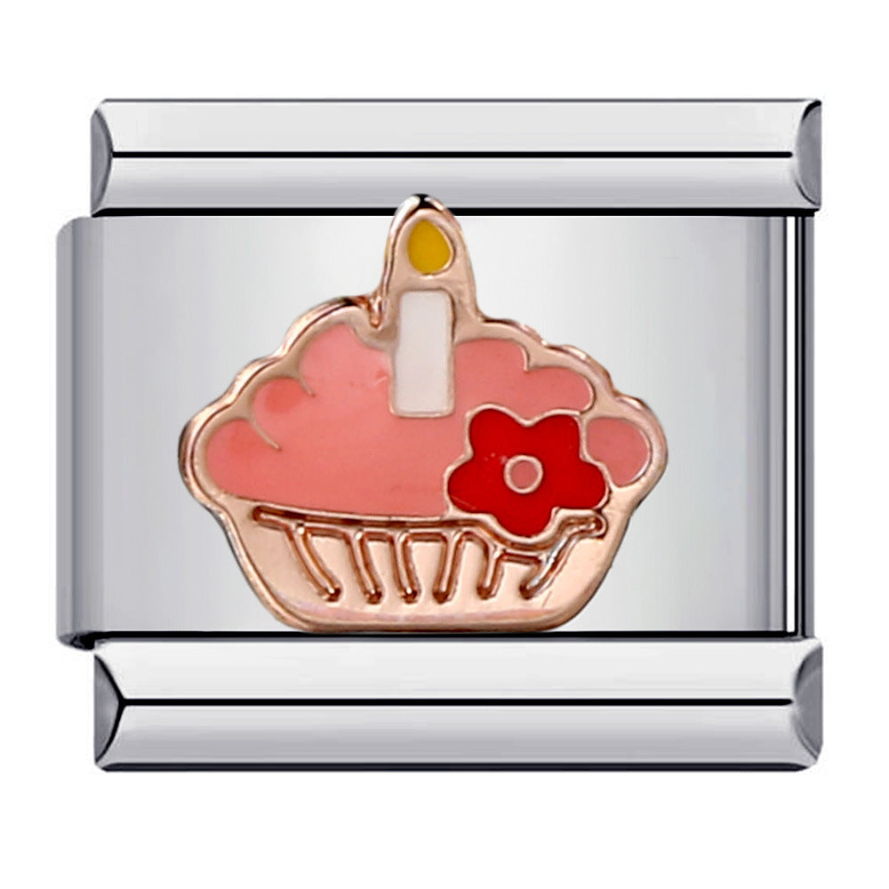 New Dessert Cake Elements Italian Module Bracelet Stainless Steel Welding Drip Oil DIY Fashion Bracelet New Dessert Cake Elements Italian Module Bracelet Stainless Steel Welding Drip Oil DIY Fashion Bracelet