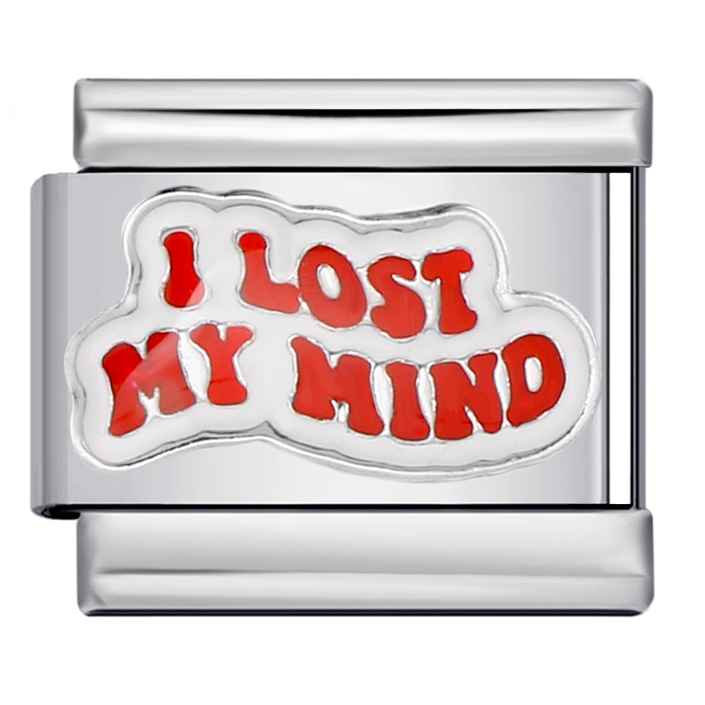 Stainless Steel Welded Gold-Plated Drip Oil DIY Personalized English Elastic Patchwork Bracelet - Italian Module Wholesale Stainless Steel Welded Gold-Plated Drip Oil DIY Personalized English Elastic Patchwork Bracelet - Italian Module Wholesale