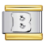 Fashion Gold Cover Silver Concave English Letter Bracelet Titanium Steel Non Dripping Oil DIY Italian Module Bracelet Wholesale Fashion Gold Cover Silver Concave English Letter Bracelet Titanium Steel Non Dripping Oil DIY Italian Module Bracelet Wholesale