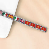 Hot Selling New World Flag Photo Dropper Series Titanium Steel DIY Italian Module Bracelet Accessories Wholesale Hot Selling New World Flag Photo Dropper Series Titanium Steel DIY Italian Module Bracelet Accessories Wholesale