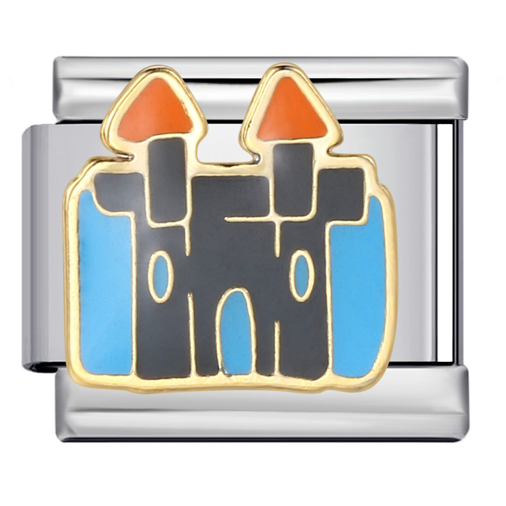 Architectural Logo Italian Module Bracelet DIY Welding Drip Oil Bracelet Elastic Splicing Stainless Steel Strap Chain Architectural Logo Italian Module Bracelet DIY Welding Drip Oil Bracelet Elastic Splicing Stainless Steel Strap Chain